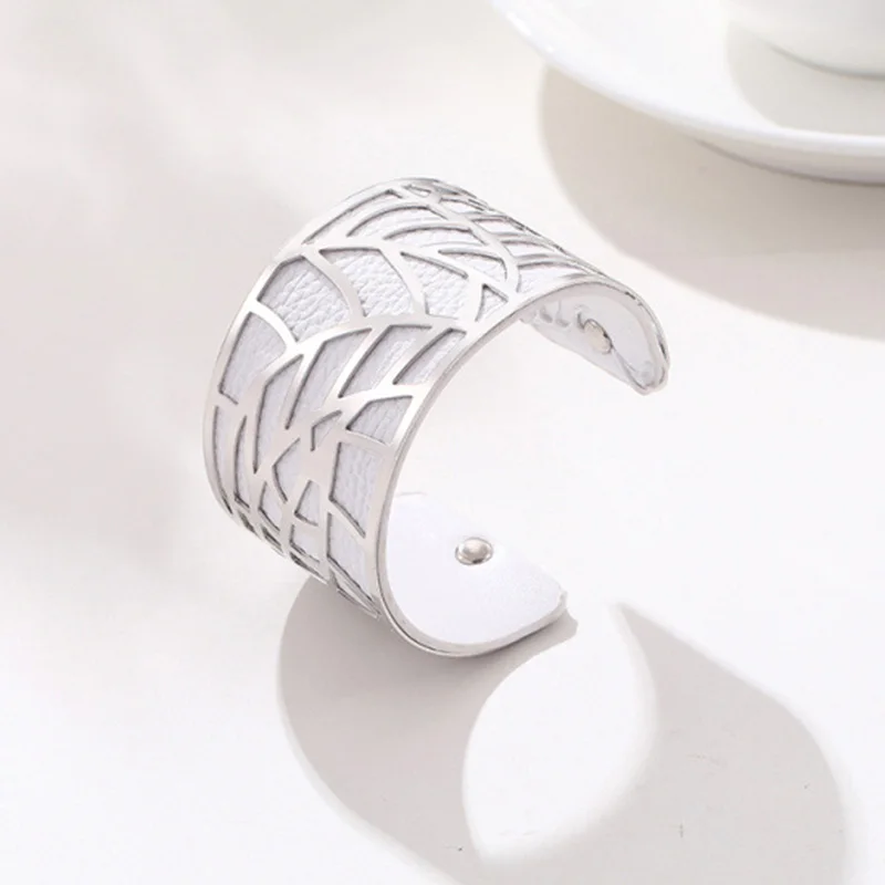 Широкие браслеты из искусственной кожи для женщин золотистые и Серебристые