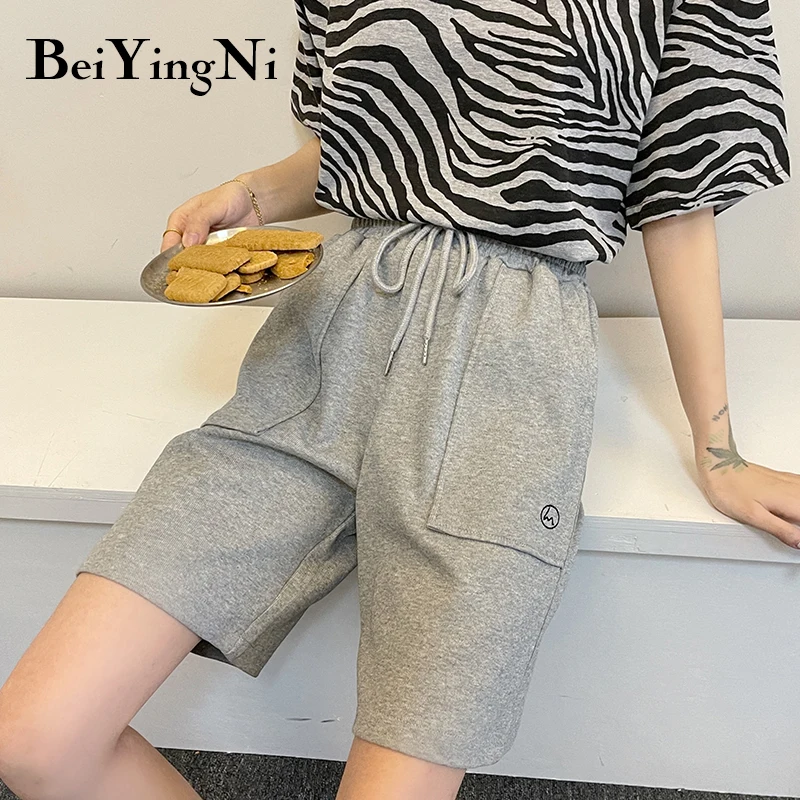 

Beiyingni Straight Shorts Women BF Style High Waist Loose Casual Chic Sports Shorts Female Slim Gray Black Shorts Womans Clothes