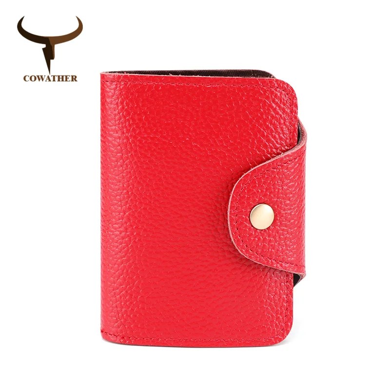 QK060red COWATHER женский кошелек из натуральной коровьей кожи наивысшего качества кошелек модный дизайн женский кошелек из бычьей кожи, с карманом для карт большой вместительный кошелек - Цвет: QK060red