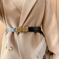 new fashion leather belt for women retro metal buckle waist strap designer ladies jeans dress coat decoration waistband
