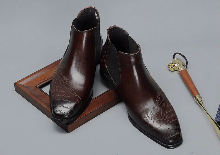 Модные мужские классические ботинки из 100% натуральной кожи роскошные