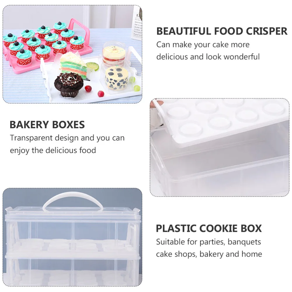 

1pc Double Layer Dessert Packing Box Baking Muffin Box Bakery Clear Cupcake Box