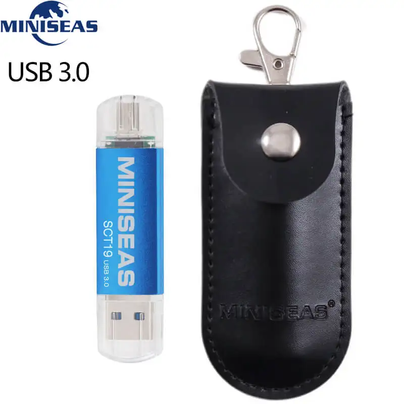 blue with bag Usb 3,0 Miniseas OTG USB флеш-накопитель для смартфонов/планшетов/ПК 8 ГБ 16 ГБ 32 ГБ 64 Гб 128 ГБ флеш-накопитель высокоскоростной флеш-накопитель - Цвет: blue with bag