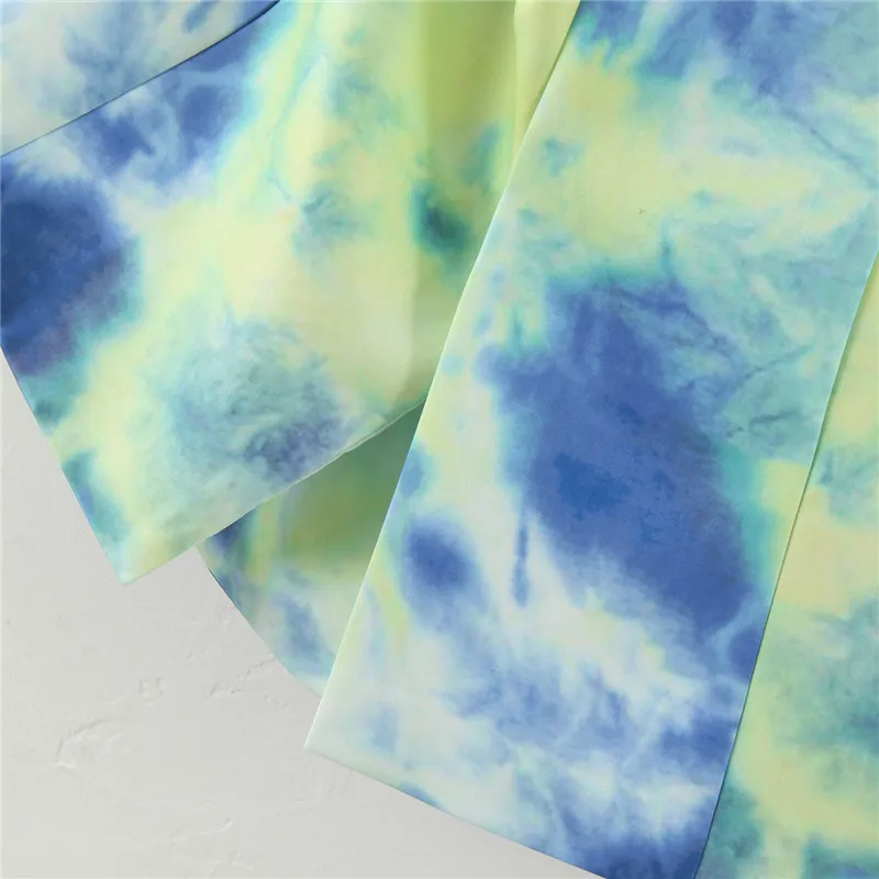 

Fashion Autumn Double Breasted Tie-dye Blazers Coat Notched Long Sleeve Pockets Female Blazers Suits Outerwear Chic Tops