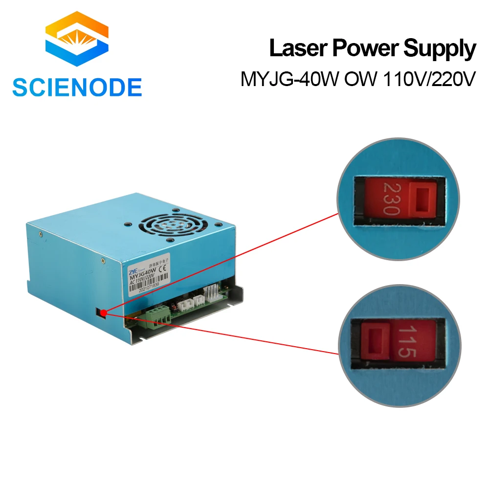 Scienode 40W CO2 Laser Power Supply 110V/220V for Laser Tube Engraving Cutting Machine MYJG 40WT Model B MYJG enlarge