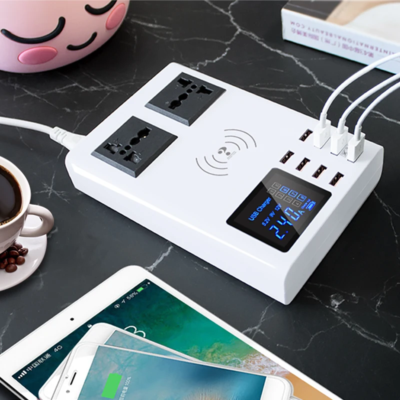 QC3.0 быстрое зарядное устройство беспроводное 8 портов USB зарядное устройство смарт универсальное для iphone X 7 samsung S10 Xiaomi настольная розетка адаптер концентратор