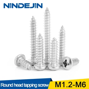 NINDEJIN крест Утопленный Круглый нарезной винт M1.2 M1.4 M1.7 M2 M2.3 M2.6 M3 M4 M4.2 M5 M6 из нержавеющей стали деревянный винт