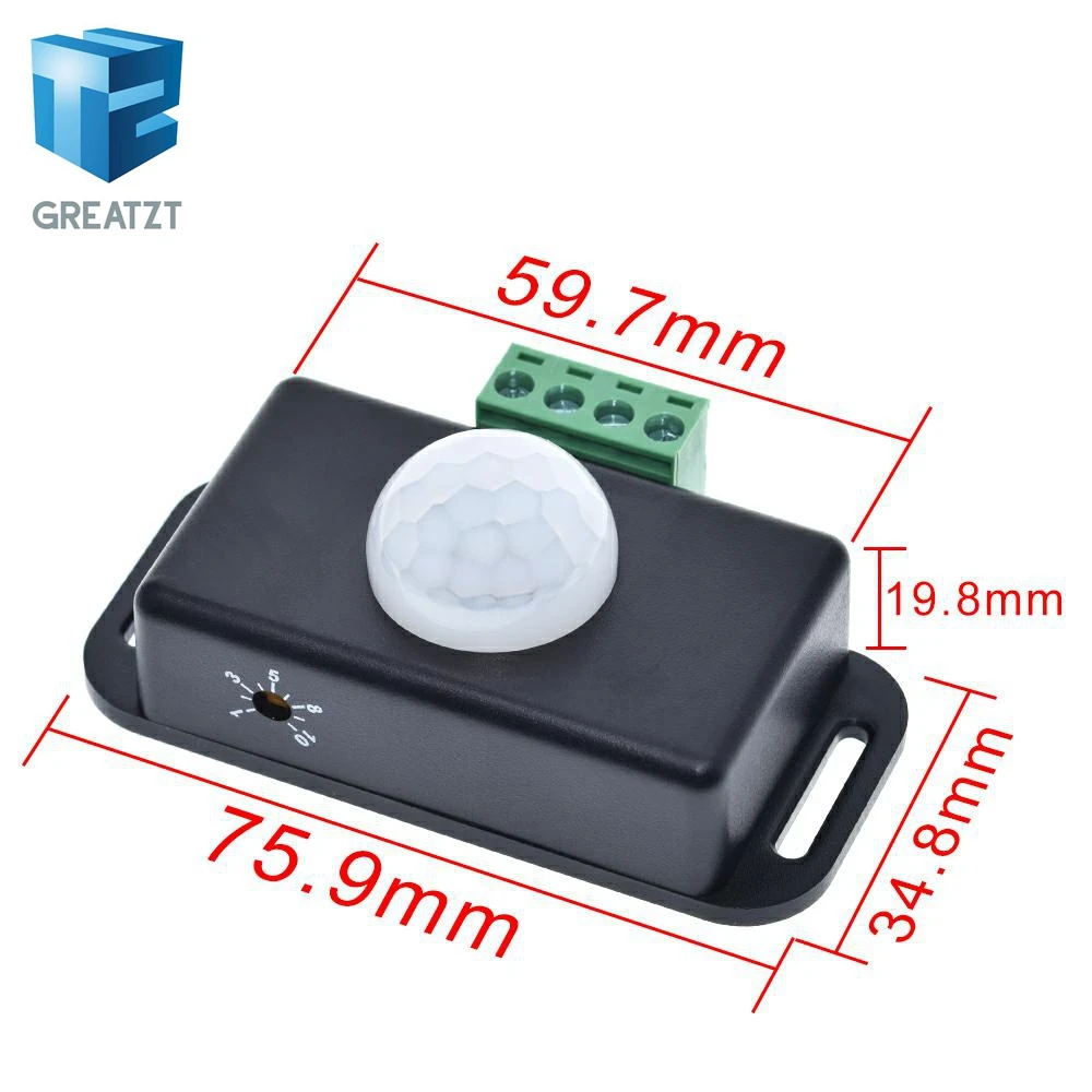 GREATZT DC 12V 24V 8A автоматической регулировки движения PIR Сенсор переключатель ИК