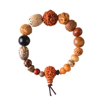 classic 18 type rudraksha beads mix men bracelet elasticity big beads wooden bracelets mens buddhism biker prayer jewelry