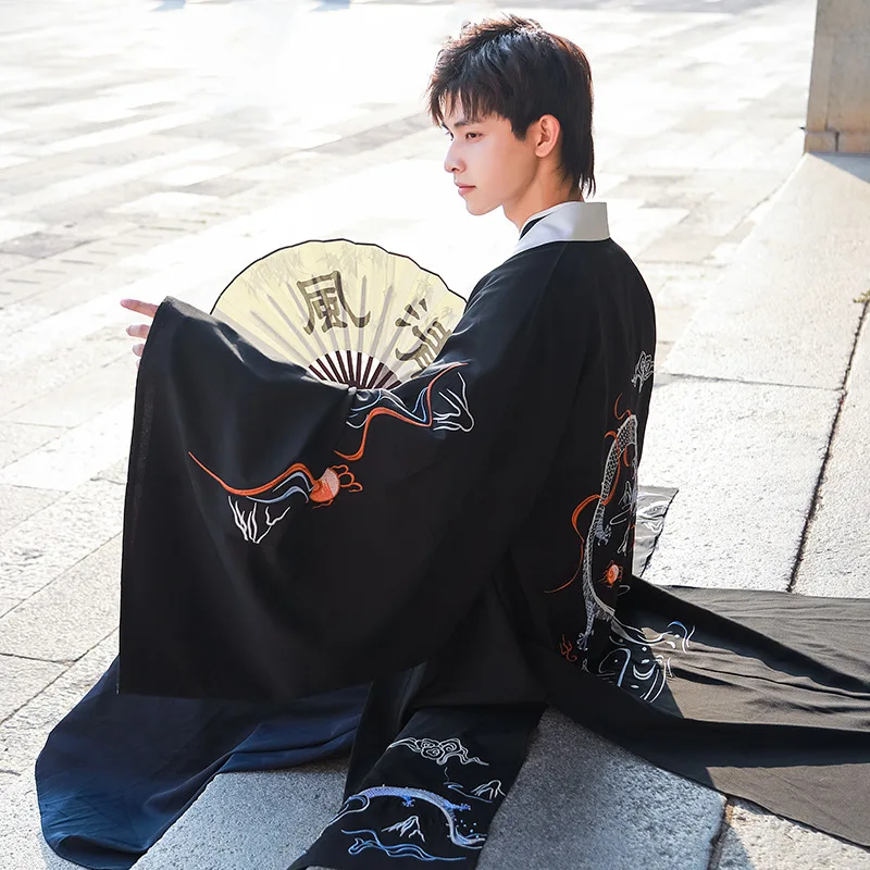 Черный комплект Hanfu традиционное платье костюм династии Хань пара Древний