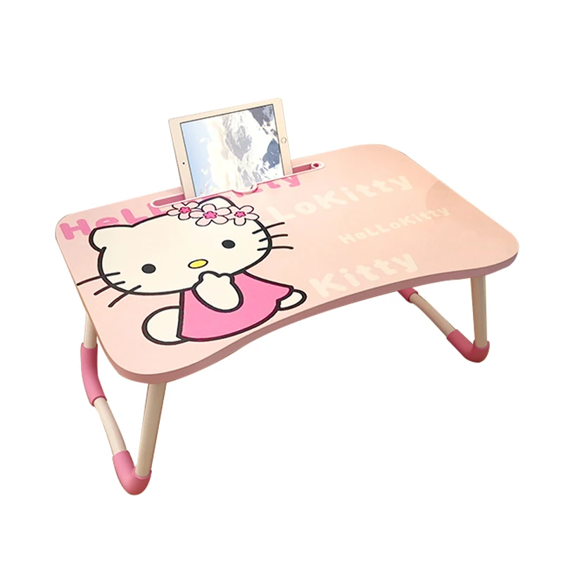 

Cartoon pink Folding Laptop Stand Holder Study Table Desk Wooden Foldable Computer Desk for Bed Sofa Tea Serving Table Stand