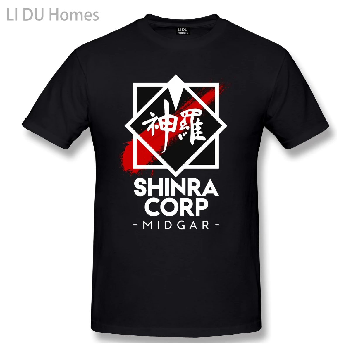 

LIDU T-Shirt for Men Shinra Corp - Midgar 100% Cotton Final Fantasy T Shirt Funny Plus Size Clothes