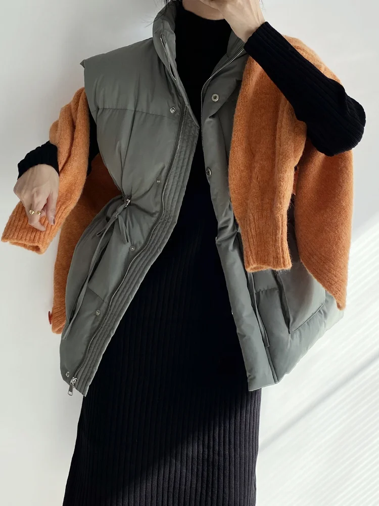 

Zhicongxi Lacing Mid-Length Cotton Vest Women's Autumn and Winter 2021 New Korean Style Vest Outer Wear Cotton-Padded Coat