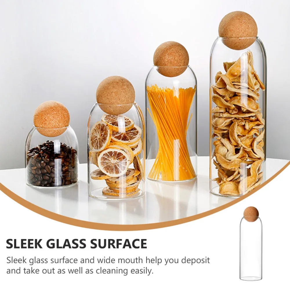 

1Set Dry Fruit Storage Canister Food Storage Container Tea Jar with Wooden Cork