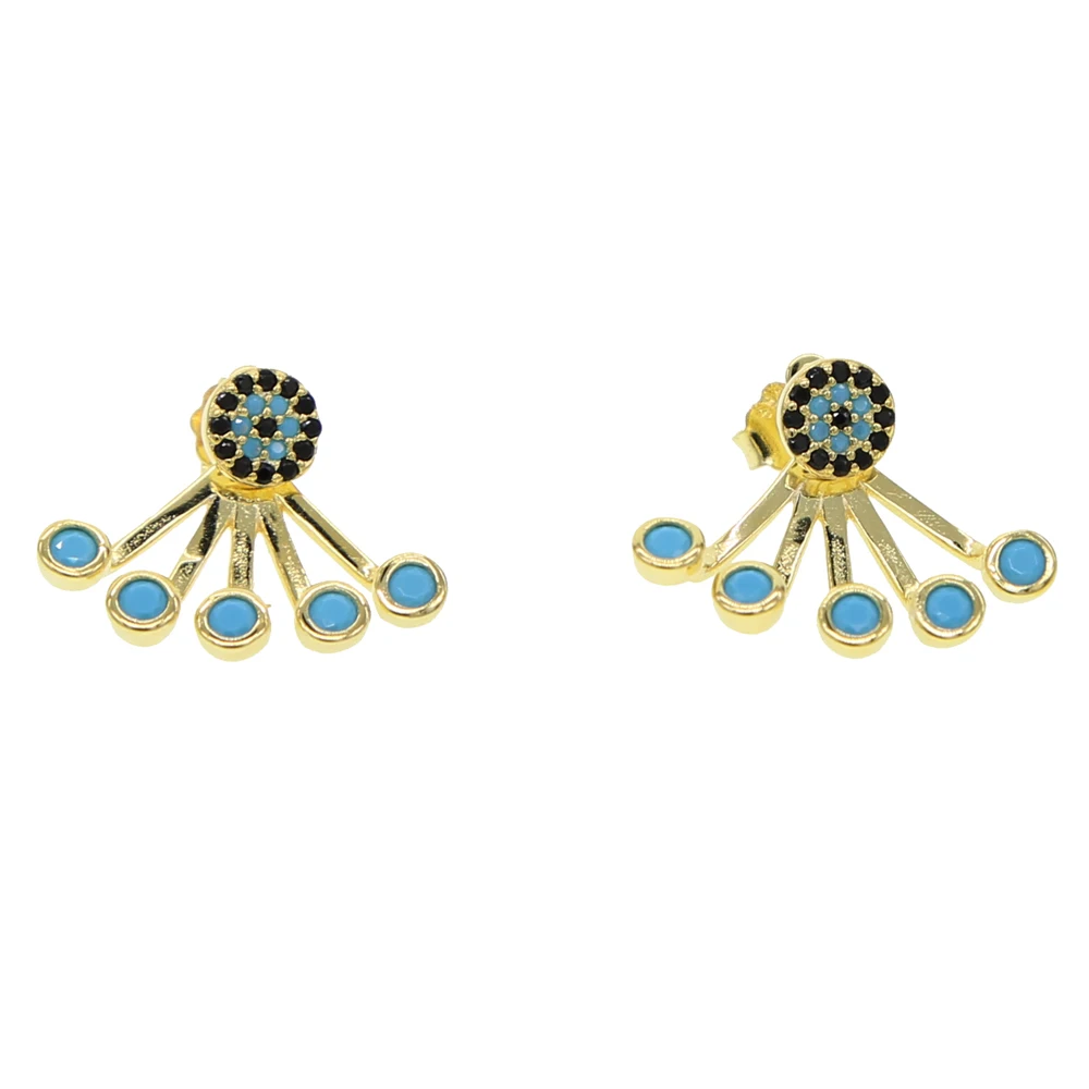 Двухсторонние серьги с камнем Турецкая Дурной глаз очаровательные голубой бирюз