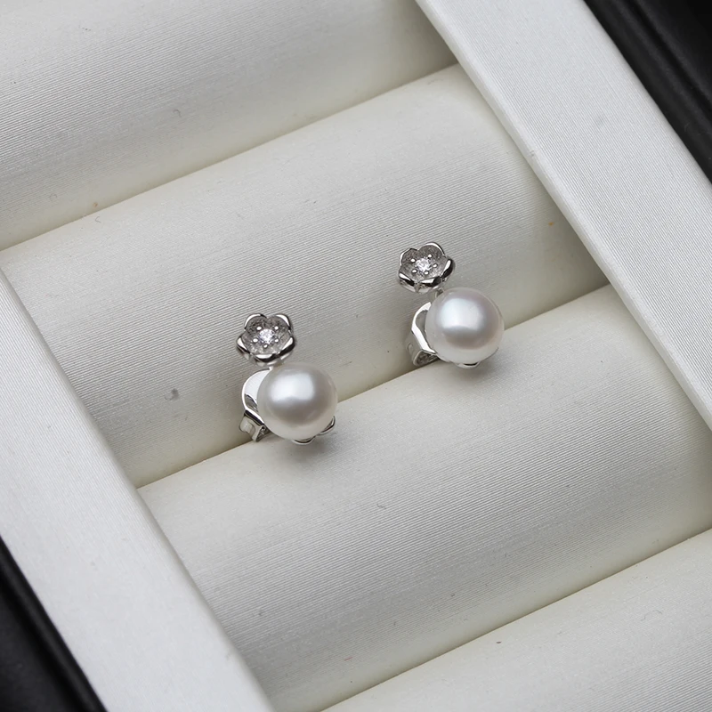 

Genuine White Pink Small Natural Freshwater Pearl Earring For Woman,trendy 925 Sterling Silver Earring Fine Jewelry Girl Gift