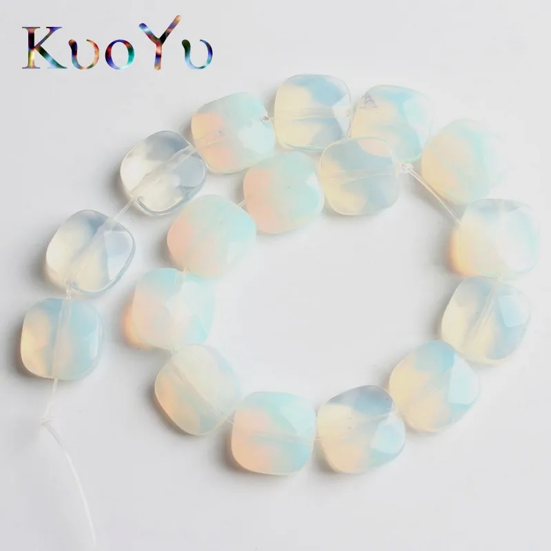 12*12mm Natural White Opal Stone Beads Faceted Square Spacer Loose Bead For Jewelry Making DIY Bracelet Necklace 7.5&quotInches | Украшения