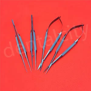 14 см титановые микрохирургические инструменты, набор инструментов для микрохирургии, ножницы, игольница, щипцы 4 шт.компл.