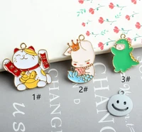 10pcs cat shape charm enamel cartoon charms for jewelry making and crafting charm earring pendant bracelet necklace charms