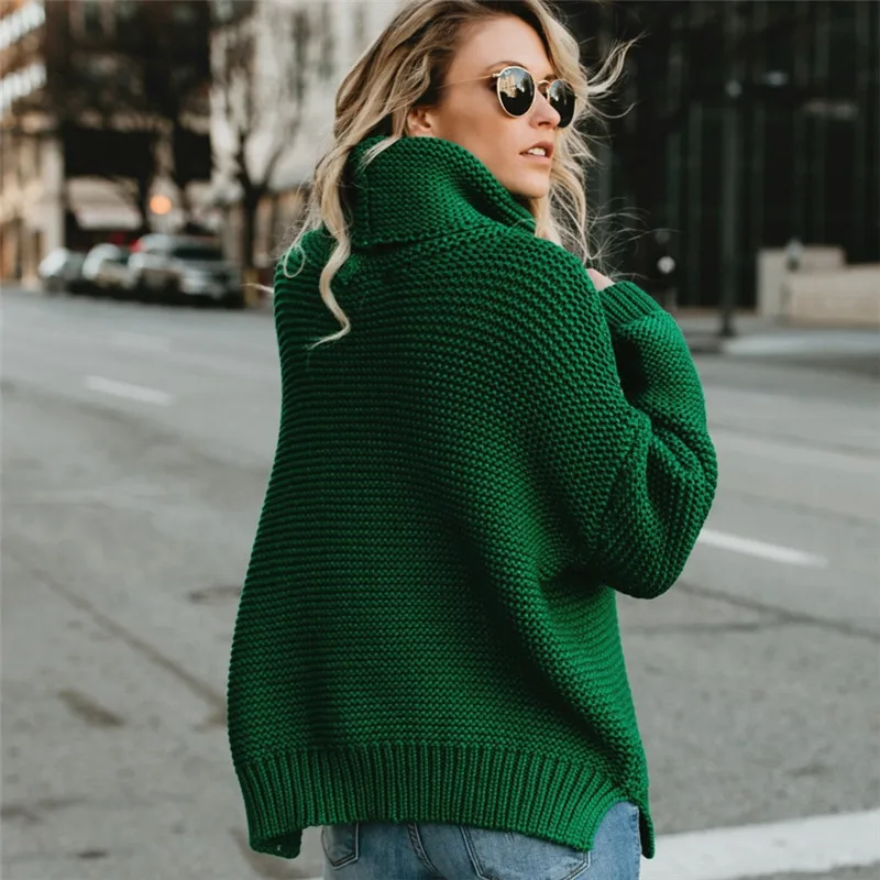 Женский свитер с высоким воротником повседневный теплый длинный в Европейском