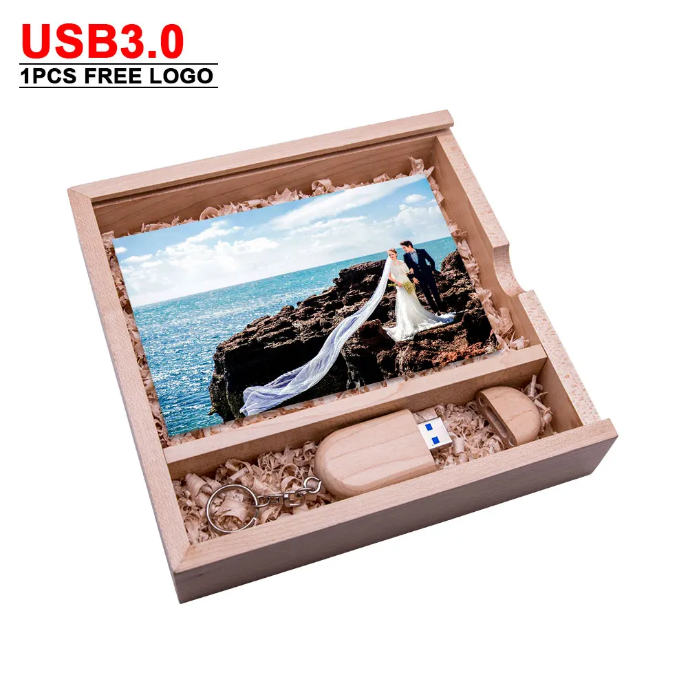 Новый креативный деревянный фотоальбом с USB 3 0 флэш-накопитель гравировкой