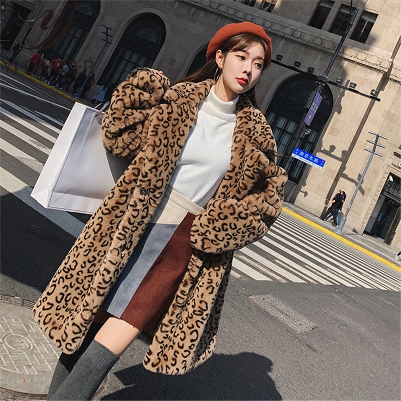 Женское длинное меховое пальто свободное толстое новинка 2019 Женская Корейская