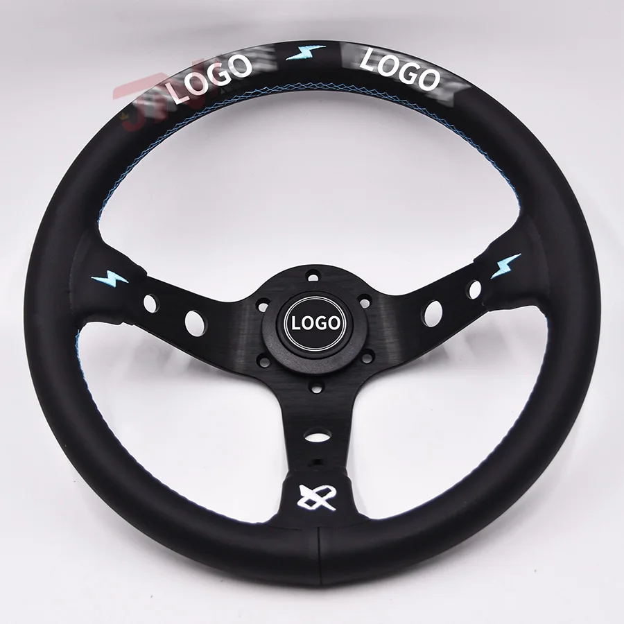 330MM Kart Steering Wheel with Blue Stitching for Car Microfiber Leather | Автомобили и мотоциклы