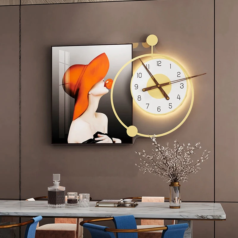 

Wall Clock Creative Painting Quartz Watch Silent Mechanical Sticker Kitchen Decoration Clock