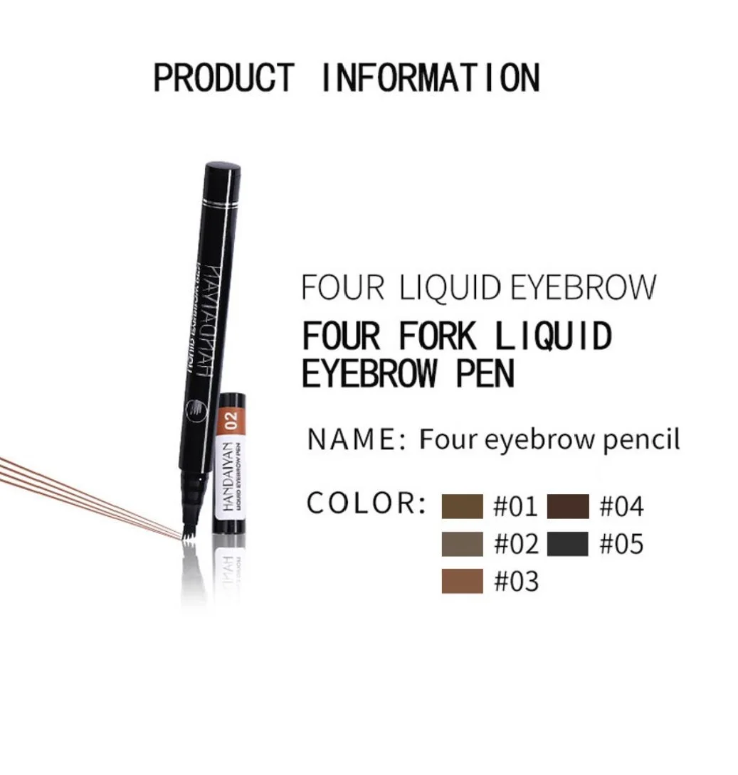 Карандаш для бровей прочный с четырьмя головками жидкий водонепроницаемый