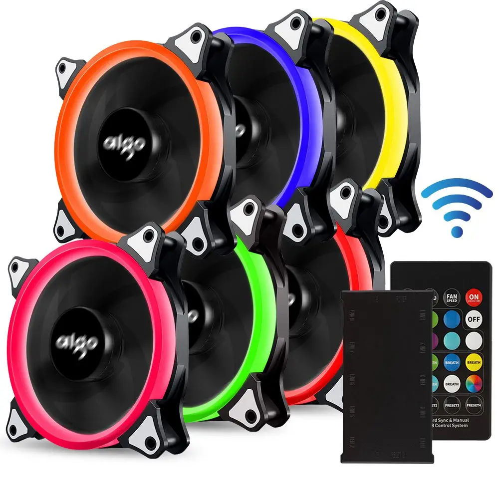 6 fan and controller Aigo 120 мм вентилятор PC чехол Вентилятор Кулер Регулируемый Aurora RGB Led компьютер Вентилятор охлаждения 12 в бесшумный вентилятор PC чехол вентилятор для компьютера - Цвет лезвия: 6 fan and controller