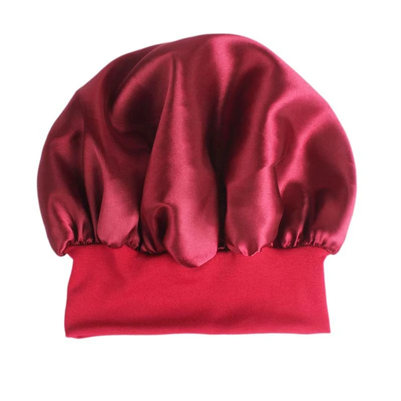 Newly Women's Satin Solid Sleeping Hat Night Sleep Cap Hair Care Bonnet Nightcap For Women Men Unisex Cap bonnet de nuit images - 6