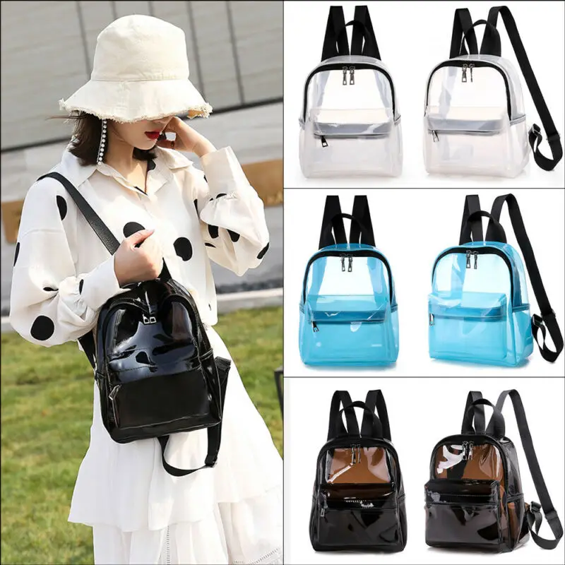 Женский модный мини-рюкзак однотонный Прозрачный Повседневный милый школьный