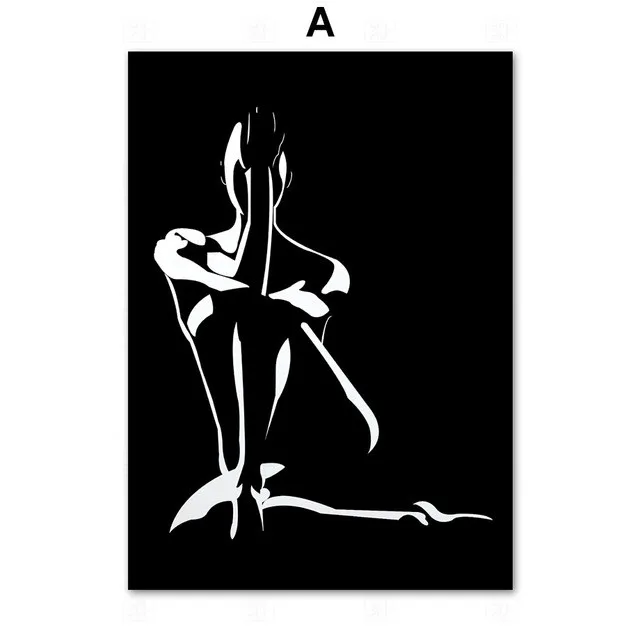 Черно-белая сексуальная женщина боди-арт современное искусство на холсте