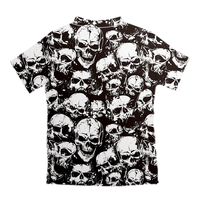 

3d Printing Skull Button Shirt harajuku shirt oversize Men's Black White shirt Summer Youth Passion Plus Size Streetwear 5XL