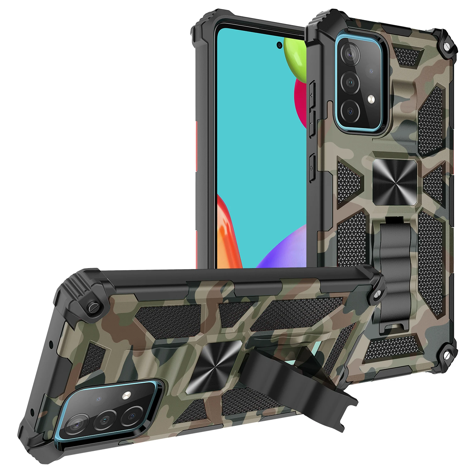 

For Samsung Galaxy A12 M12 A32 A42 A52 A72 A82 A22 M32 5G Magnetic Camouflage Kickstand Hard Case