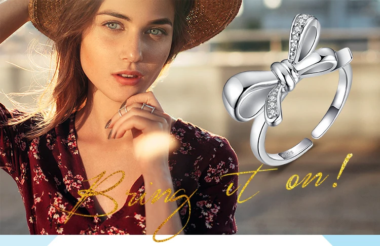 JewelryPalace модный кубический цирконий бантом обещание Регулируемая кольцо 925 пробы серебро ювелирных украшений для Для женщин Подвеска-амулет для вечеринки подарок