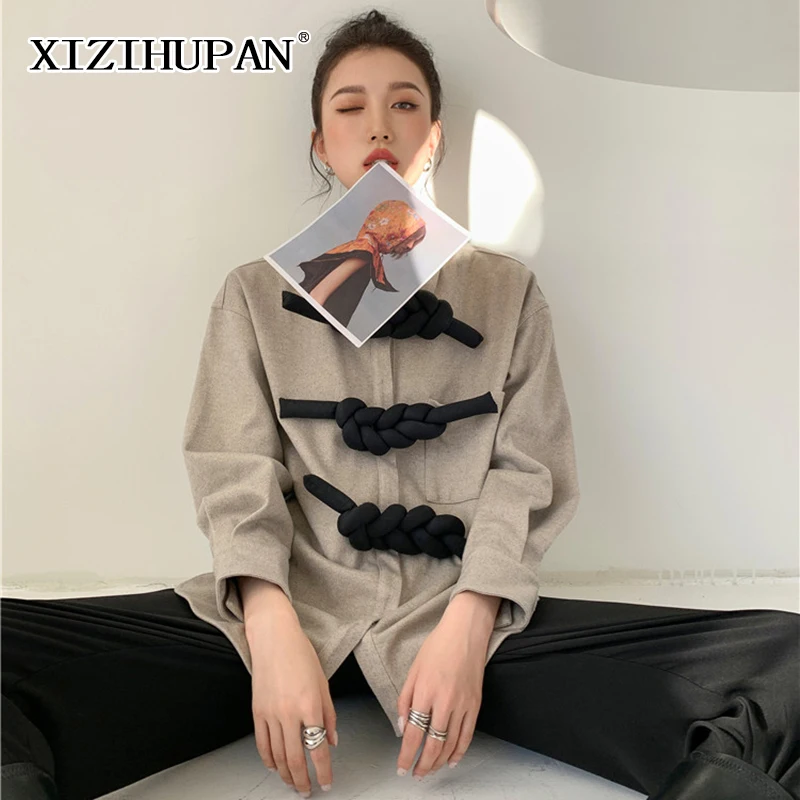 

XIZIHUPAN винтажная женская рубашка в стиле пэчворк с цветными блоками отворот с длинным рукавом карго свободные блузки женские весенние 2021 мод...