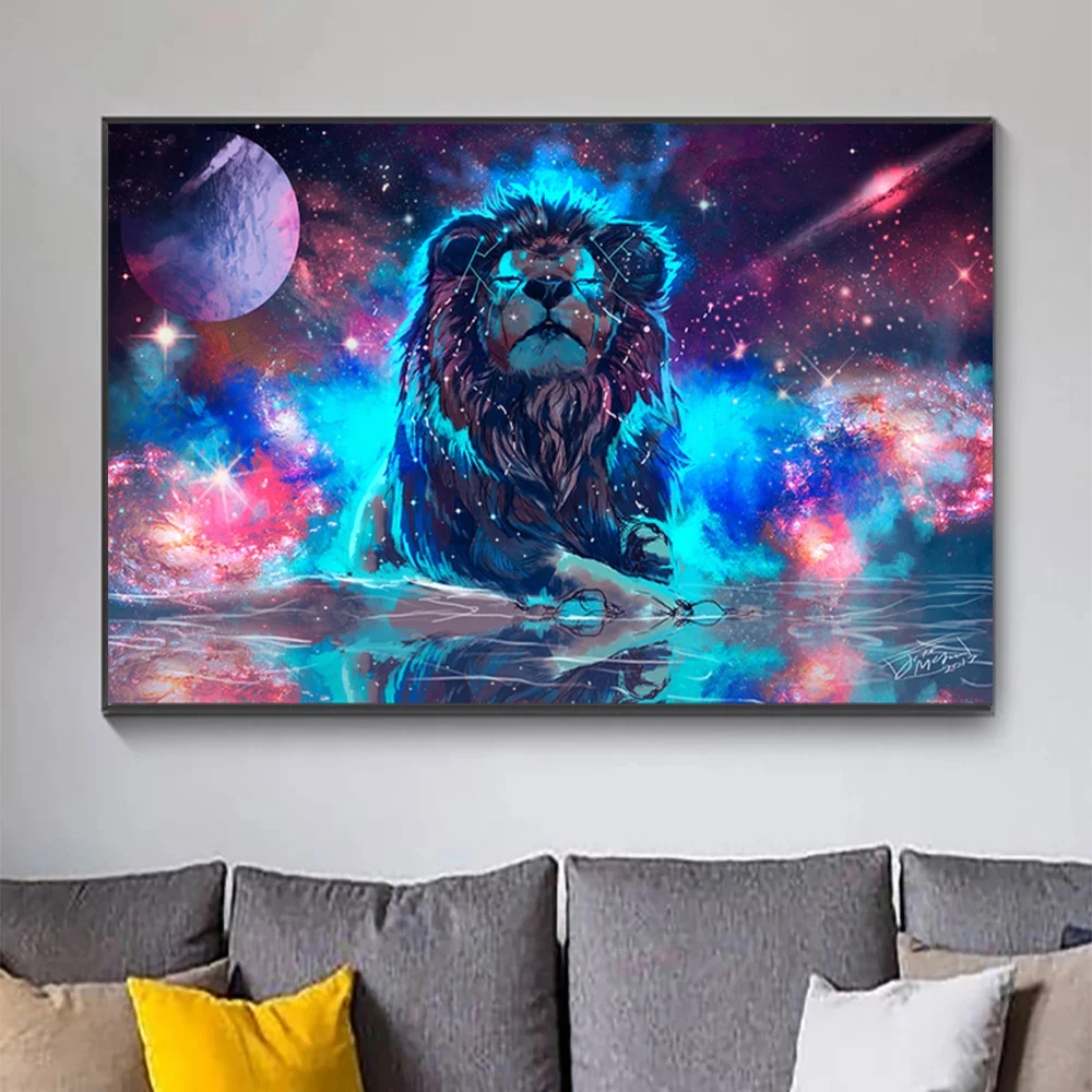 

Abstract Graffiti Abstract Leo Picture Canvas Wall Art Poster And Prints Lion animal Painting Decoration For Kids Living Room