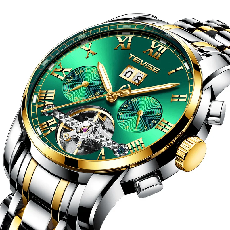 

TEVISE men's watch fashion automatic mechanical watch men's tourbillon waterproof hollow watch men's stainless steel watch