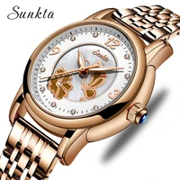 relogio feminino sunkta elegant ladies watches women luxury top brand wrist watch woman stainless steel band female dress clock
