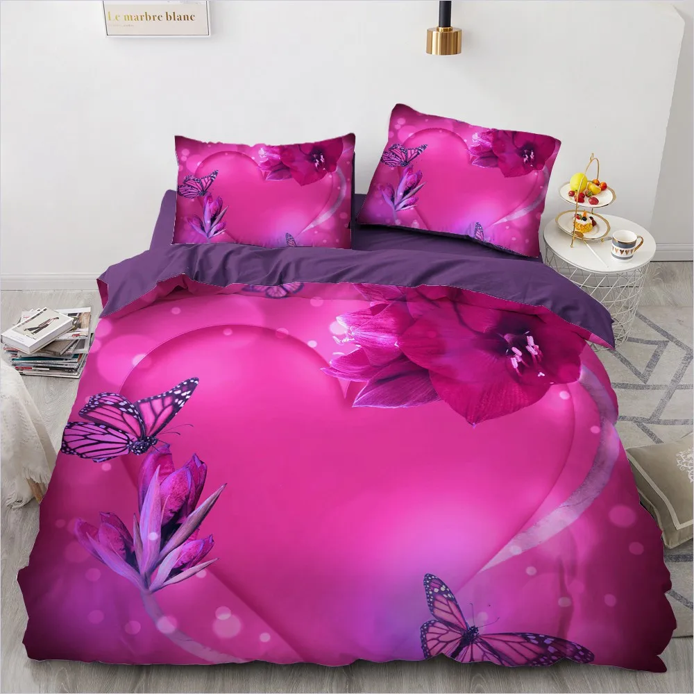 

3D Rose Quilt Cover Sets Custom Design Gray Comforther Covers Pillow Cases 200*230cm Full Twin Double Size Flower Bedding Set