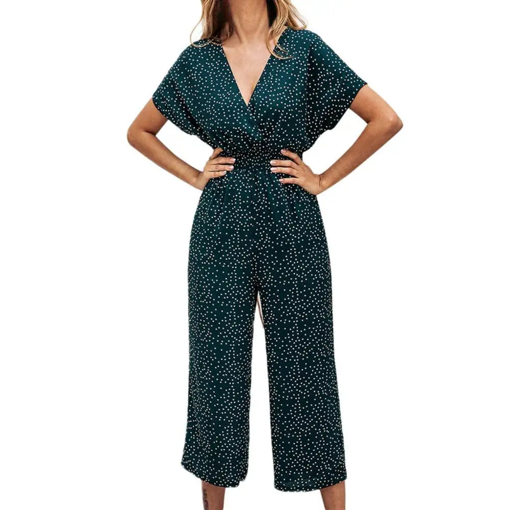 Женские повседневные Комбинезоны в горошек с глубоким v образным вырезом и