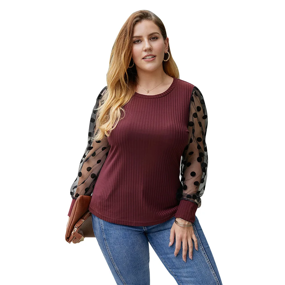 

DOIB Large Size T-shirt Women Patchwork Polk Dot Oversize T-Shirt 2020 Summer Plus Size Shirt XL 2XL 3XL 4XL