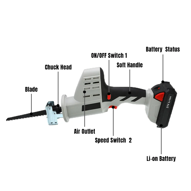 Портативная беспроводная сабельная пила 21 в электрическая 1500 мАч литий ионный