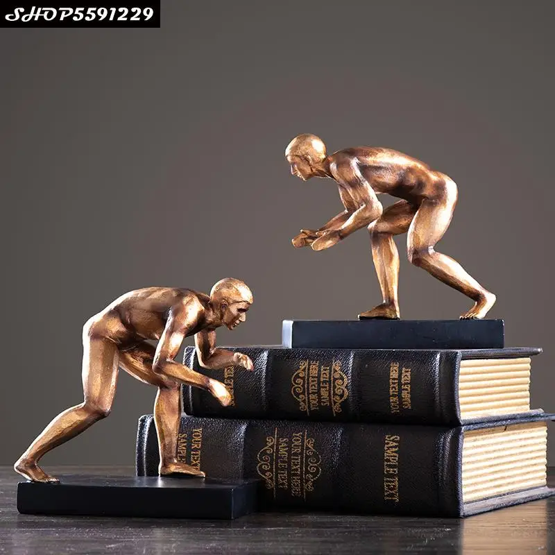 

Creative Imitation Metal Naked Man Sculpture Bookend Resin Figure Figurine Bookcase Desktop Decor Home Decoration Christmas Gift