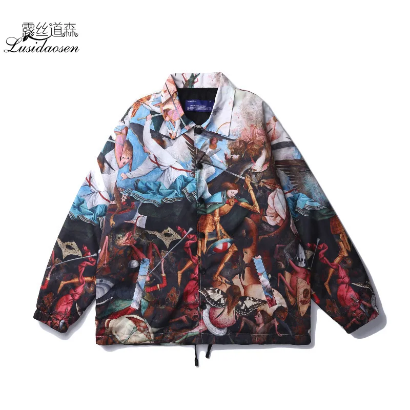 Опаляющая напечатанная картина маслом куртка для мужчин | Мужская одежда