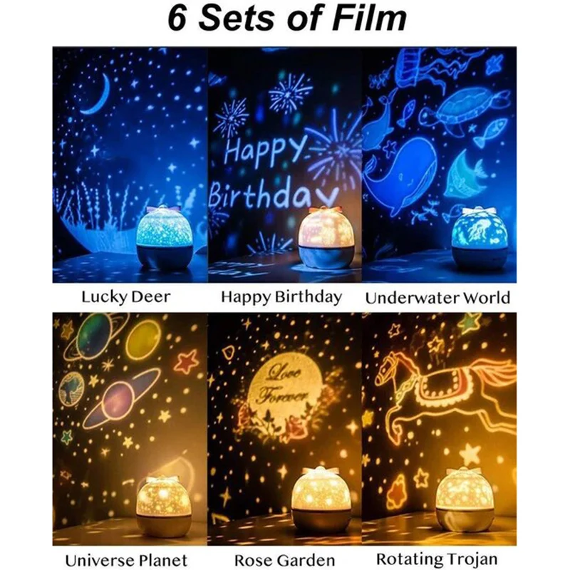 

Spot 360 Rotation Starry Night Sky Projector Light Romantic Small Lamp for Kid Girl Women Bedroom QP2