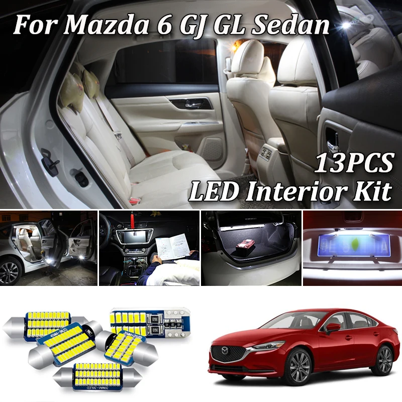 13Pcs Canbus led Car interior light Kit For Mazda 6 GJ GL Sedan Map Dome License Plate (2014-2020) | Автомобили и мотоциклы