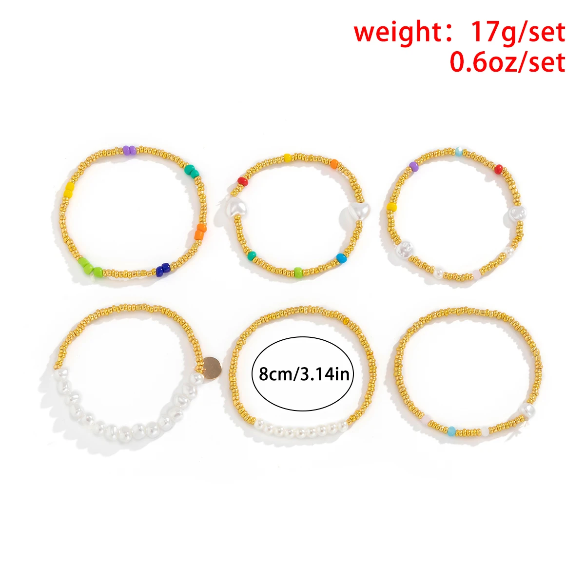 

Boho Colorful Hand-woven Beaded Charm Bracelet For Women Geometric Round Heart Bracelet On Hand Baroque Imitation Pearls Jewelry