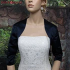 Накидка-болеро Женская атласная, с рукавами три четверти, темно-синего цвета, 2021